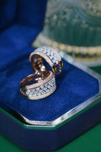 Load image into Gallery viewer, LUOWEND 18K White and Rose Gold Real Natural Diamond Ring for Women