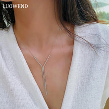 Load image into Gallery viewer, LUOWEND 18K White Gold Real Natural Diamond Necklace for Women