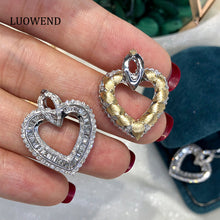 Load image into Gallery viewer, LUOWEND 18K White and Yellow Gold Real Natural Diamond Pendant Necklace for Women