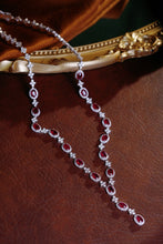 Load image into Gallery viewer, LUOWEND 18K White Gold Real Natural Diamond and Ruby Necklace for Women