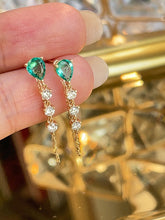 Load image into Gallery viewer, LUOWEND 18K Yellow Gold Fine Jewelry Real Natural Emerald Earrings for Women