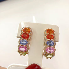 Load image into Gallery viewer, LUOWEND 18K Yellow Gold Natural Color Sapphire Earrings for Women