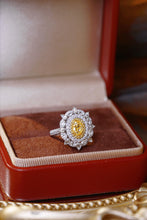Load image into Gallery viewer, LUOWEND 18K White Gold Natural Yellow Diamond Ring for Women