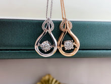 Load image into Gallery viewer, LUOWEND 18K White or Rose Gold Real Natural Diamond Pendant Necklace for Women