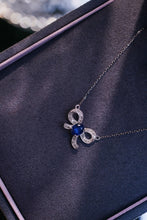 Load image into Gallery viewer, LUOWEND 18K White Gold Real Natural Diamond and Sapphire Necklace for Women