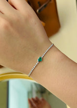 Load image into Gallery viewer, LUOWEND 18K White Gold Fine Jewelry Natural Emerald Bracelet for Women