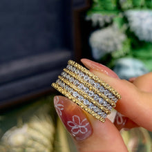 Load image into Gallery viewer, LUOWEND 18K White and Yellow Gold Real Natural Diamond Ring for Women