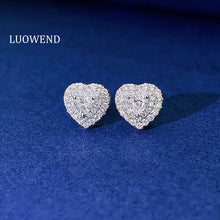 Load image into Gallery viewer, LUOWEND 18K White Gold Real Natural Diamond Stud Earrings for Women