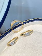 Load image into Gallery viewer, LUOWEND 18K Yellow Gold Natural Diamond Ring for Women