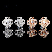 Load image into Gallery viewer, LUOWEND 18K White or Rose Gold Real Natural Diamond Stud Earrings for Women