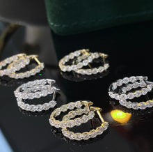 Load image into Gallery viewer, LUOWEND 18K White/Yellow Gold Fine Jewelry Real Natural Diamond Earrings for Women