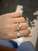 Load image into Gallery viewer, LUOWEND 18K Yellow Gold Natural Diamond Ring for Women