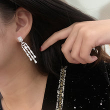 Load image into Gallery viewer, LUOWEND 18K White Gold Real Natural Diamond Drop Earrings for Women