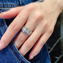 Load image into Gallery viewer, LUOWEND 18K White Gold Real Natural Diamond Ring for Women