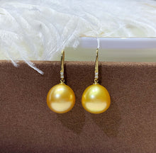 Load image into Gallery viewer, LUOWEND 18K Yellow Gold Real Natural Gold Pearl Earrings for Women