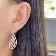 Load image into Gallery viewer, LUOWEND 18K White Gold Real Natural Diamond Drop Earrings for Women