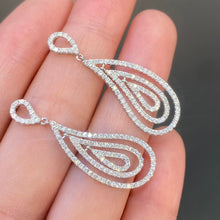 Load image into Gallery viewer, LUOWEND 18K White Gold Real Natural Diamond Drop Earrings for Women