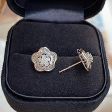 Load image into Gallery viewer, LUOWEND 18K White Gold Real Natural Diamond Stud Earrings for Women