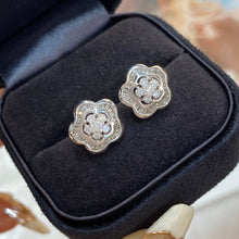 Load image into Gallery viewer, LUOWEND 18K White Gold Real Natural Diamond Stud Earrings for Women
