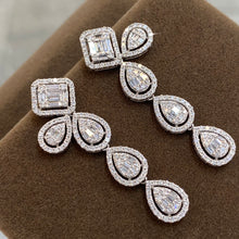Load image into Gallery viewer, LUOWEND 18K White Gold Real Natural Diamond Drop Earrings for Women