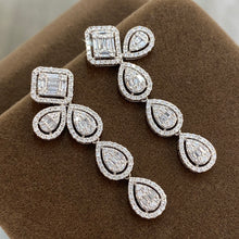 Load image into Gallery viewer, LUOWEND 18K White Gold Real Natural Diamond Drop Earrings for Women