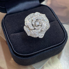 Load image into Gallery viewer, LUOWEND 18K White Gold Real Natural Diamond Ring for Women