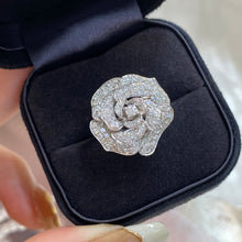 Load image into Gallery viewer, LUOWEND 18K White Gold Real Natural Diamond Ring for Women