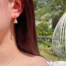 Load image into Gallery viewer, LUOWEND 18K White or Rose Gold Real Real Diamond Hoop Earrings for Women