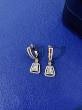 Load image into Gallery viewer, LUOWEND 18K White or Rose Gold Real Real Diamond Hoop Earrings for Women