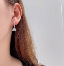 Load image into Gallery viewer, LUOWEND 18K White or Rose Gold Real Real Diamond Hoop Earrings for Women