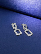Load image into Gallery viewer, LUOWEND 18K White Gold Real Natural Diamond Drop Earrings for Women