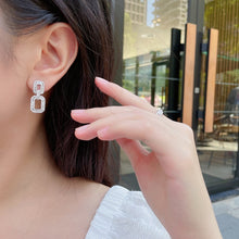 Load image into Gallery viewer, LUOWEND 18K White Gold Real Natural Diamond Drop Earrings for Women