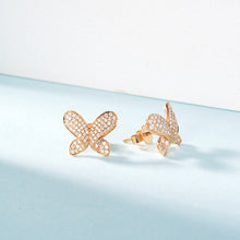 Load image into Gallery viewer, LUOWEND 18K White or Rose Gold Real Natural Diamond Stud Earrings for Women