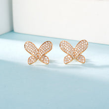 Load image into Gallery viewer, LUOWEND 18K White or Rose Gold Real Natural Diamond Stud Earrings for Women