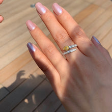 Load image into Gallery viewer, LUOWEND 18K White Gold Real Natural Yellow Diamond Ring for Women