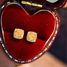 Load image into Gallery viewer, LUOWEND 18K Yellow Gold Real Natural Yellow Diamond Stud Earrings for Women