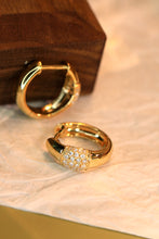 Load image into Gallery viewer, LUOWEND 18K Yellow Gold Real Natural Diamond Hoop Earrings for Women