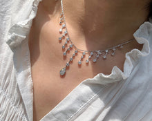 Load image into Gallery viewer, LUOWEND 18K White Gold Real Natural Diamond Necklace for Women