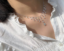 Load image into Gallery viewer, LUOWEND 18K White Gold Real Natural Diamond Necklace for Women