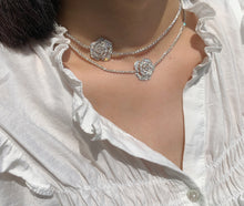 Load image into Gallery viewer, LUOWEND 18K White Gold Real Natural Diamond Necklace for Women