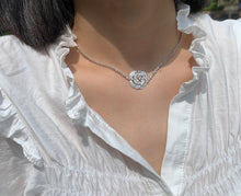 Load image into Gallery viewer, LUOWEND 18K White Gold Real Natural Diamond Necklace for Women