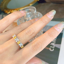 Load image into Gallery viewer, LUOWEND 18K White Gold Natural Yellow Diamond Ring for Women