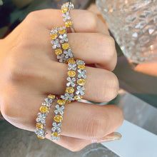 Load image into Gallery viewer, LUOWEND 18K White Gold Natural Yellow Diamond Ring for Women