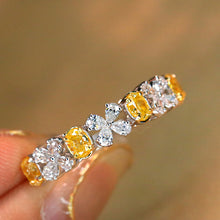 Load image into Gallery viewer, LUOWEND 18K White Gold Natural Yellow Diamond Ring for Women