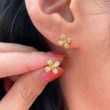 Load image into Gallery viewer, LUOWEND 18K Yellow Gold Real Natural Yellow Diamond Stud Earrings for Women