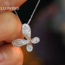 Load image into Gallery viewer, LUOWEND 18K White Gold Natural Diamond Necklace for Women