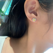 Load image into Gallery viewer, LUOWEND 18K White Gold Real Natural Yellow Diamond Stud Earrings for Women