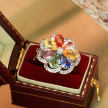 Load image into Gallery viewer, LUOWEND 18K White Gold Real Natural Color Sapphire and Diamond Gemstone Ring for Women