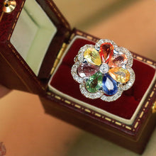 Load image into Gallery viewer, LUOWEND 18K White Gold Real Natural Color Sapphire and Diamond Gemstone Ring for Women