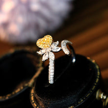 Load image into Gallery viewer, LUOWEND 18K White Gold Natural Yellow Diamond Ring for Women